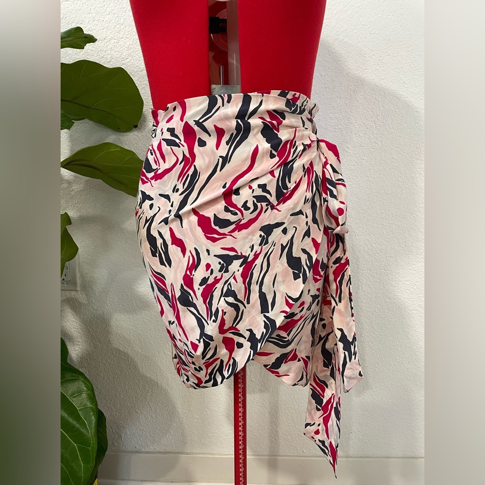 Isabel Marant Silk Pink Print Wrap Skirt